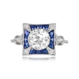 1-carat Antique Diamond and Sapphire Engagement Ring Denmark TV 11998