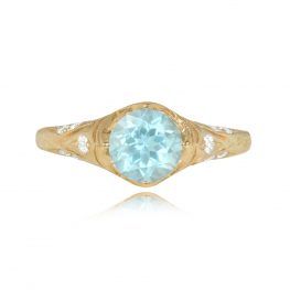 0.96ct Aquamarine Diamond and Gold Ring - Philadelphia Ring 14897 TV