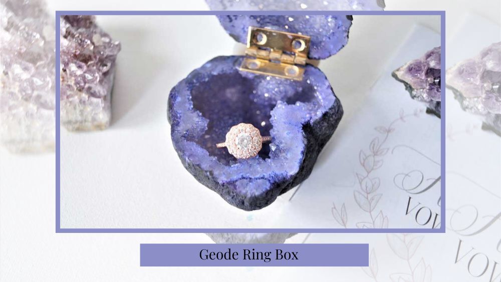 Amethyst Wedding Ring Box with hinge
