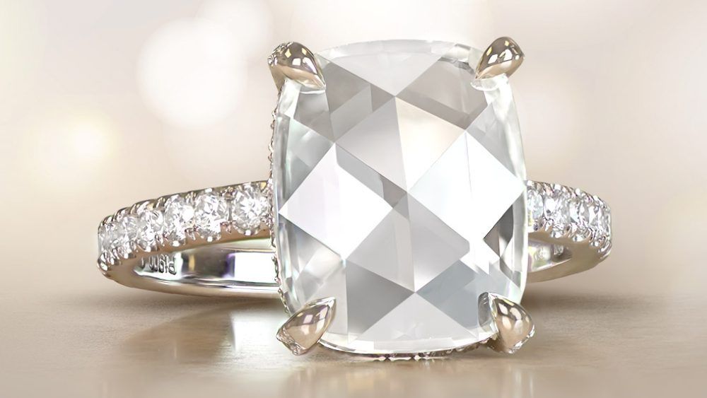 Platinum Ring With Large Diamond And Pavé Shank