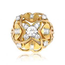 Vintage Diamond and Gold Openwork Ring - Abancourt Ring 14928 TV