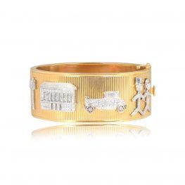 Retro Gold and Platinum Charm Bangle Arrington Bracelet Top View