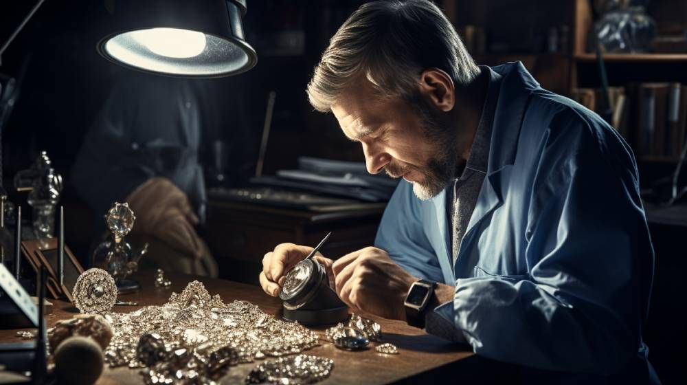 Jeweler examine high quality natural diamond under loupe