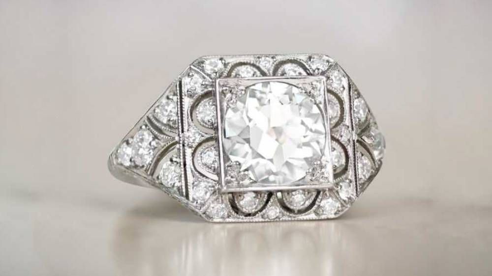 Large Square Ring With Luxurious Embellishments