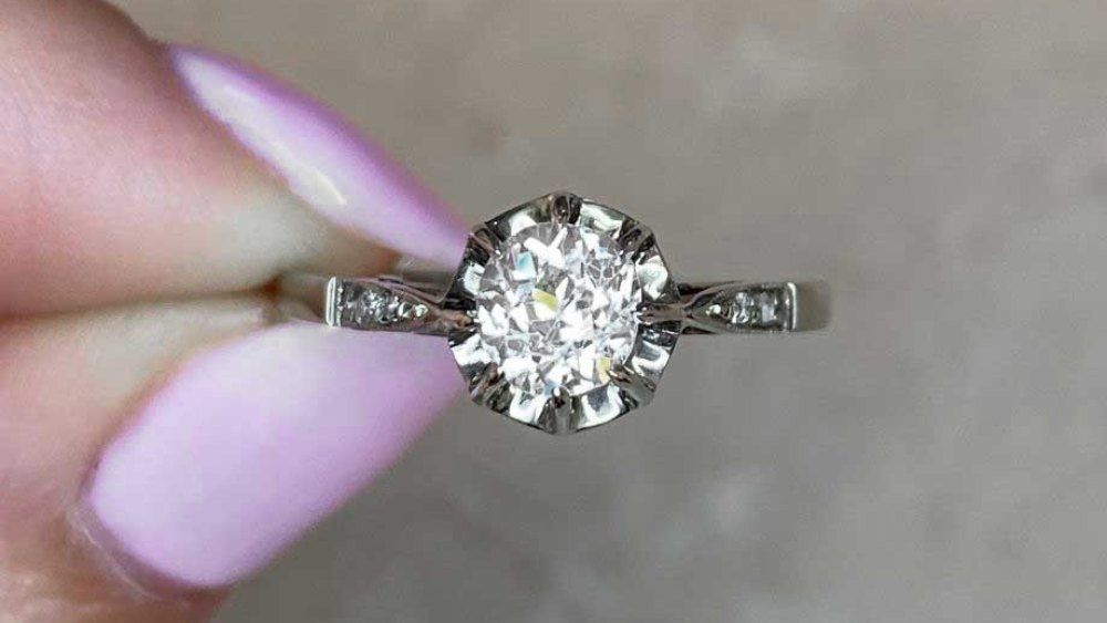 Delicate Diamond Ring With Small Diamonds On Shoulders