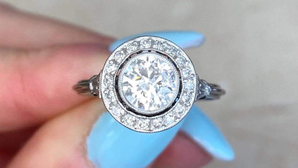 Diamond Engagement Ring With Delicate Diamond Halo